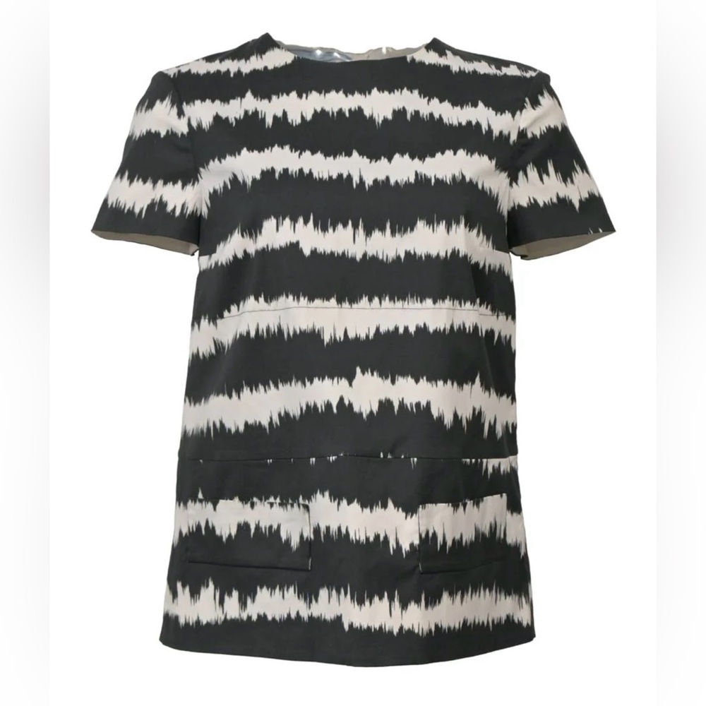 Prada Abstract Wave Print Top Black White Size 42 | Made in Italy